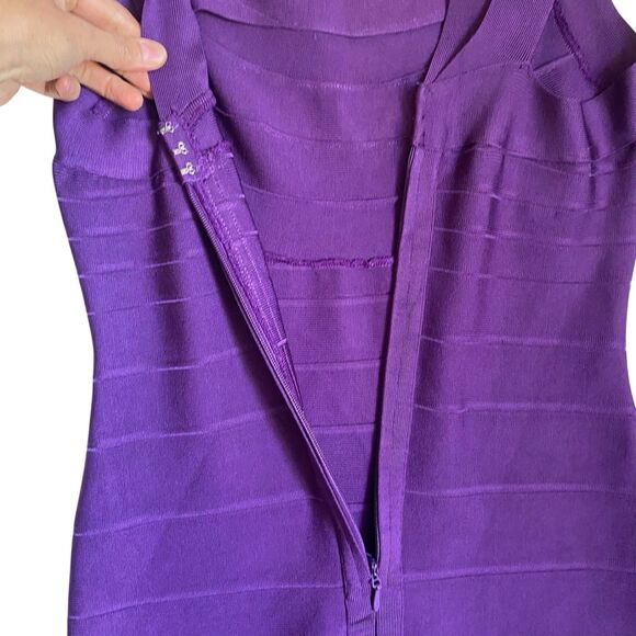 Vintage Harve Leger Mini Fitted Dress L Purple Bandage Sleeveless Y2K Sexy Party - Picture 6 of 10